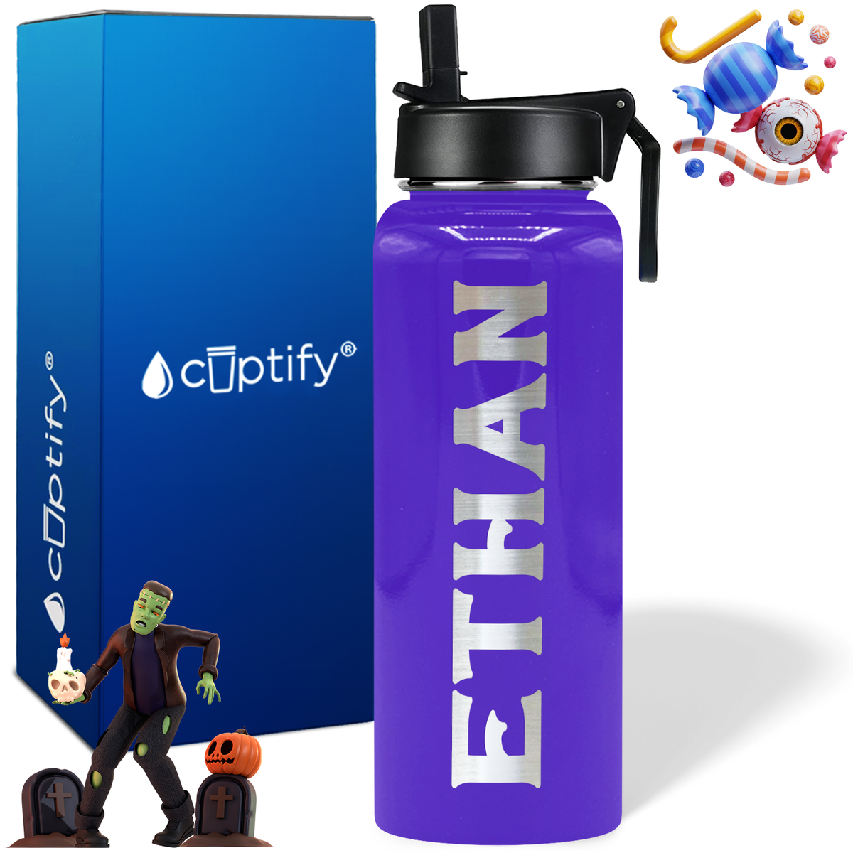 Personalized Grim on Halloween 40oz Water Bottle