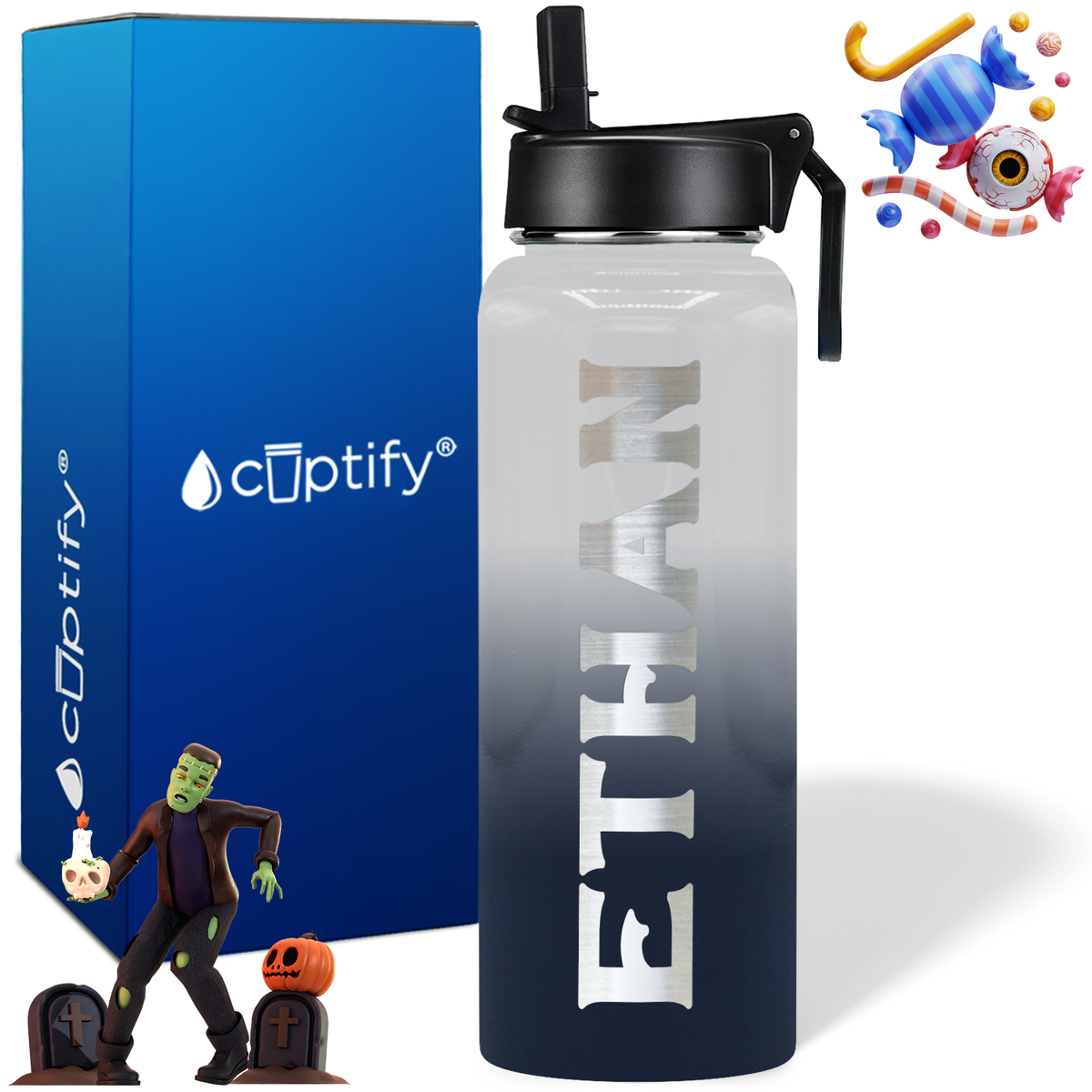 Personalized Grim on Halloween 40oz Water Bottle