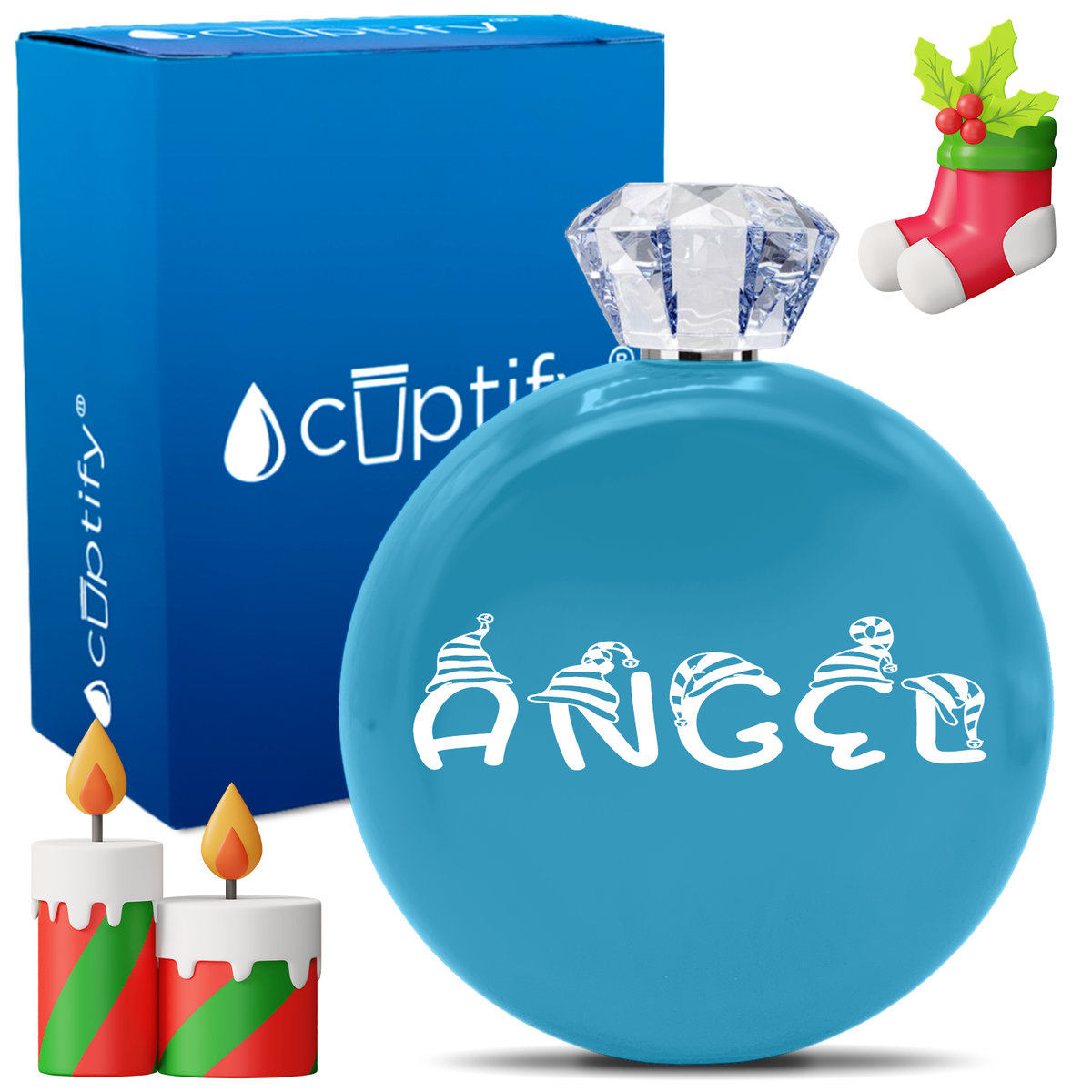 Personalized Elfen Christmas Font 5oz Jewel Flask