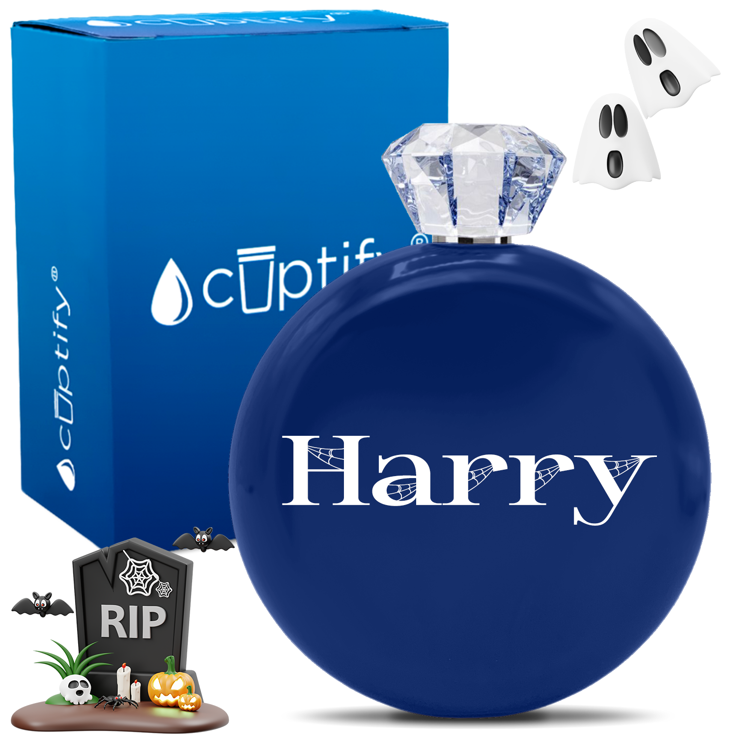 Personalized Wicked Halloween Font 5oz Jewel Flask