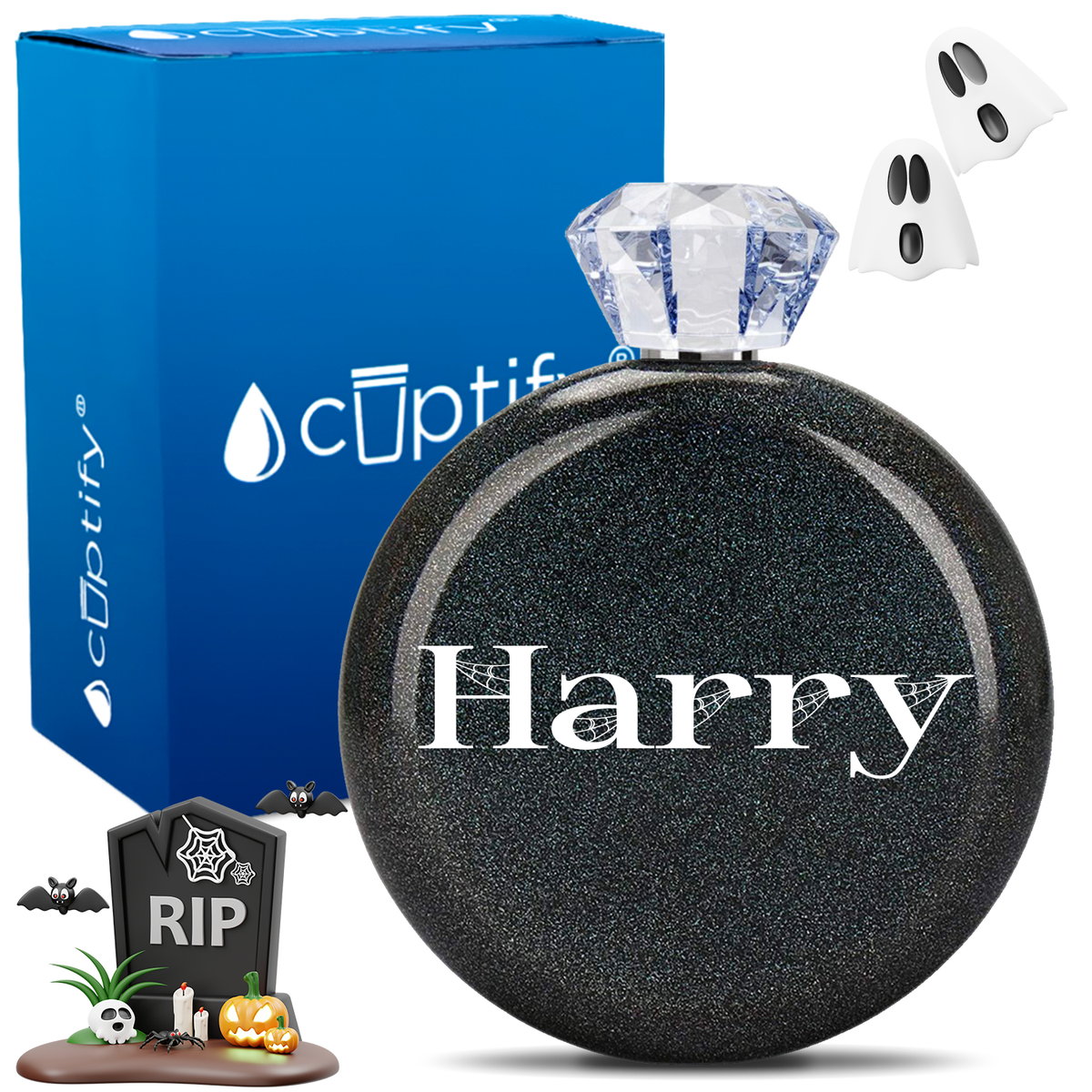 Personalized Wicked Halloween Font 5oz Jewel Flask