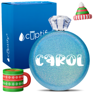 Personalized Frosty Christmas Font 5oz Jewel Flask