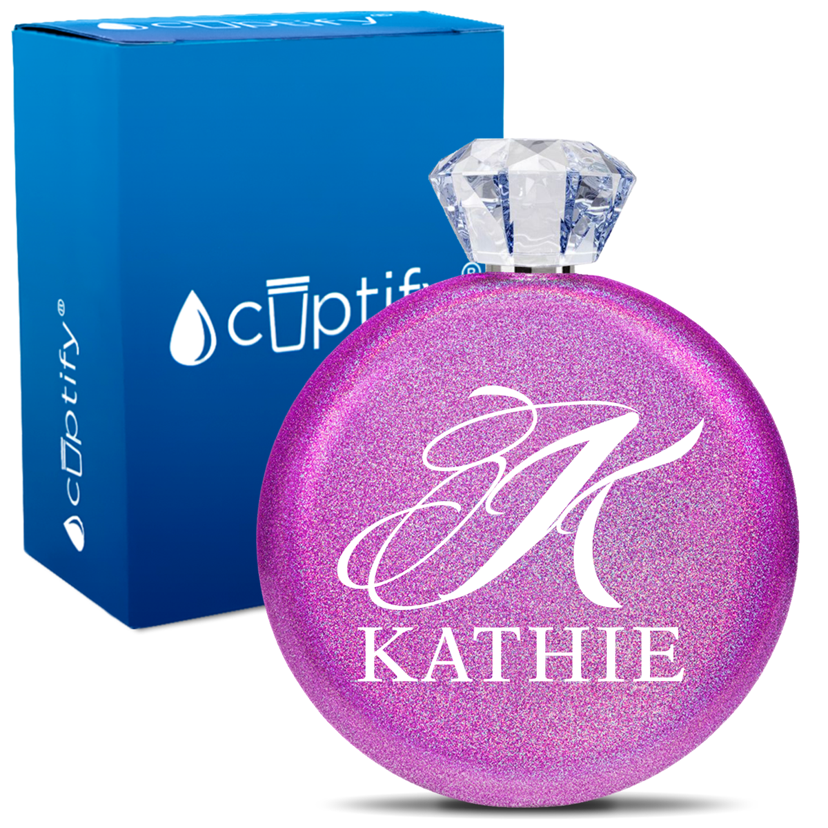 Personalized Script Initial and Name 5oz Jewel Flask