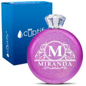 Personalized Elaborate Circle 5oz Jewel Flask