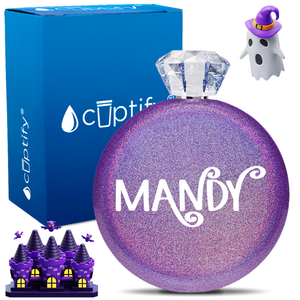 Personalized Curly Spooky Halloween Font 5oz Jewel Flask