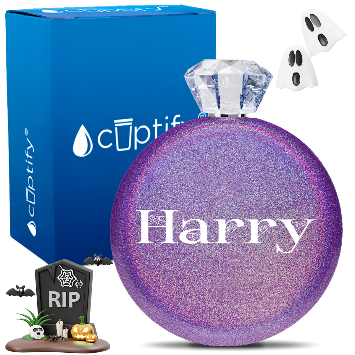 Personalized Wicked Halloween Font 5oz Jewel Flask