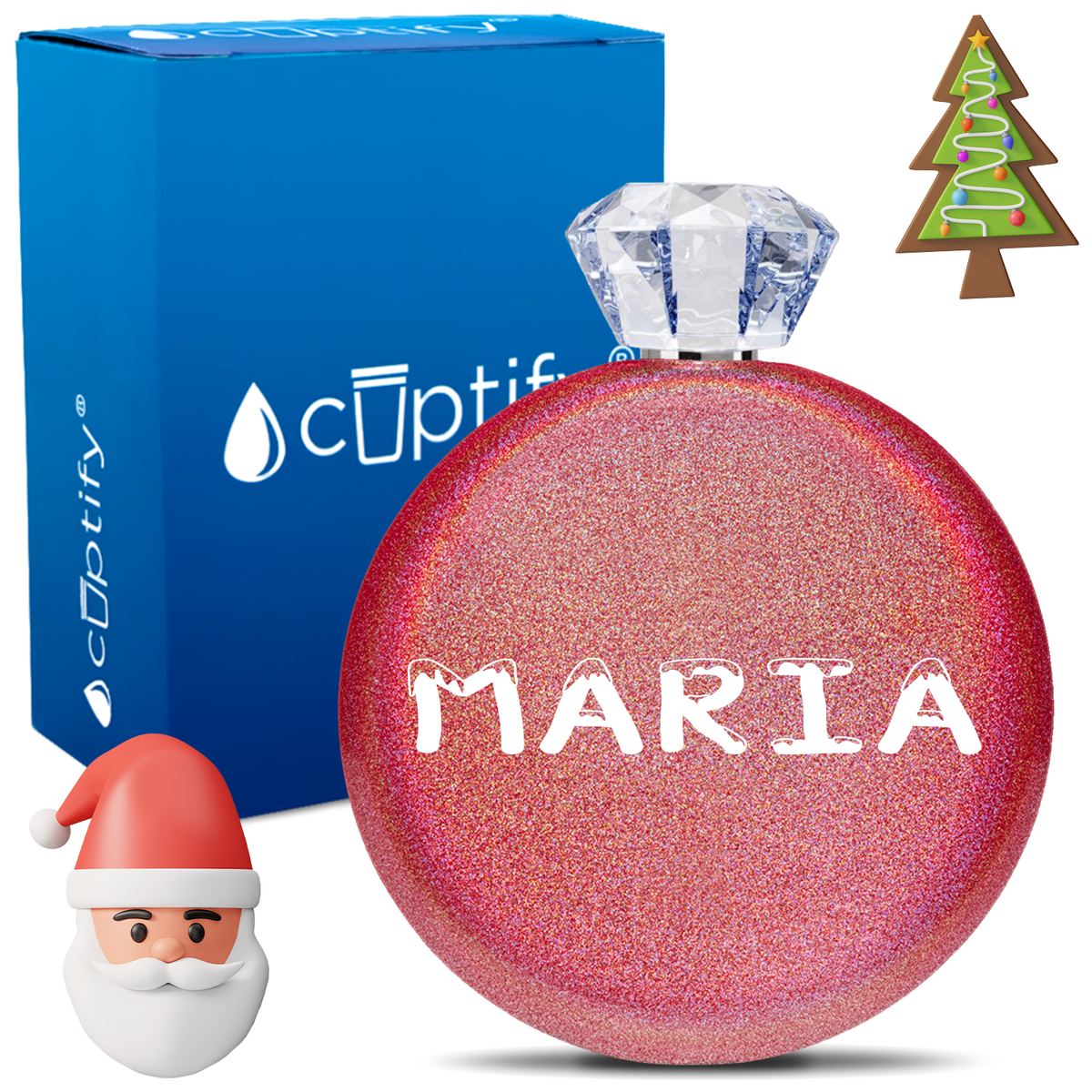 Personalized Snowy Christmas Font 5oz Jewel Flask