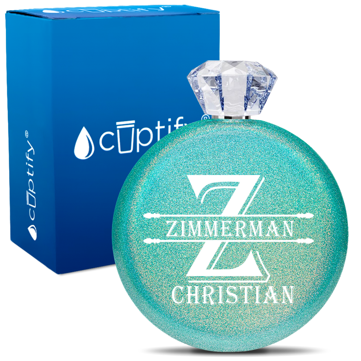 Personalized Initial Block 5oz Jewel Flask