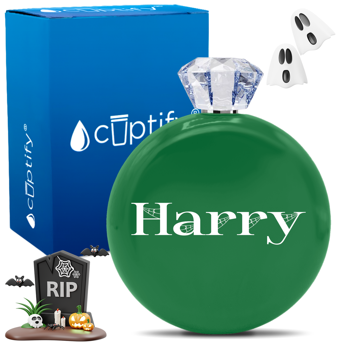 Personalized Wicked Halloween Font 5oz Jewel Flask