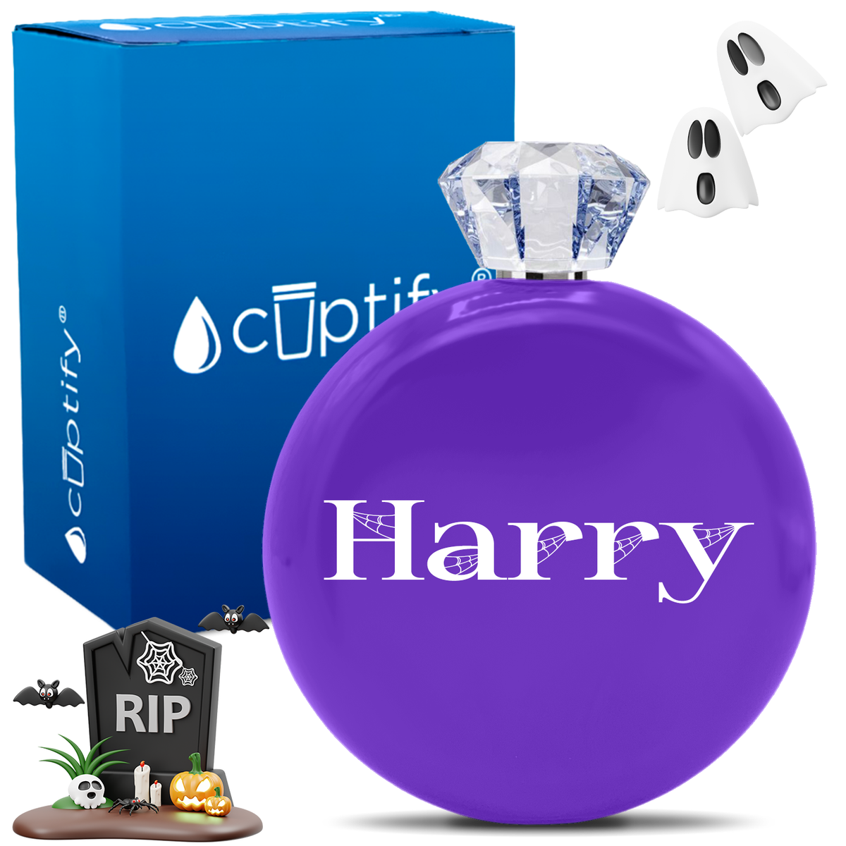 Personalized Wicked Halloween Font 5oz Jewel Flask