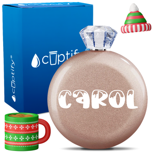 Personalized Frosty Christmas Font 5oz Jewel Flask