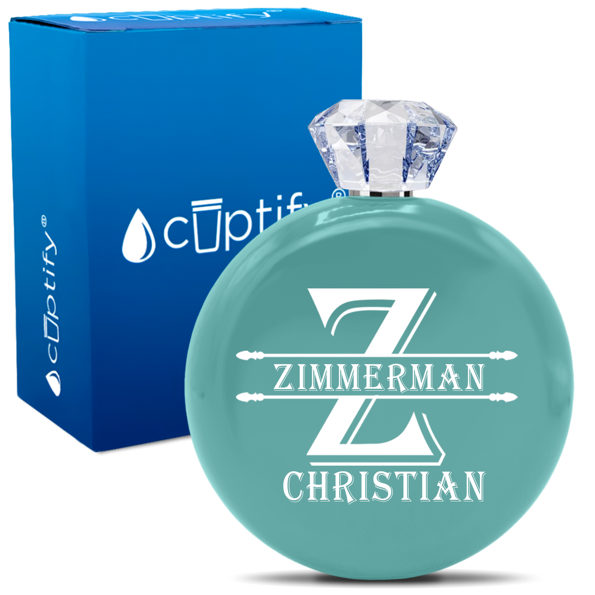 Personalized Initial Block 5oz Jewel Flask