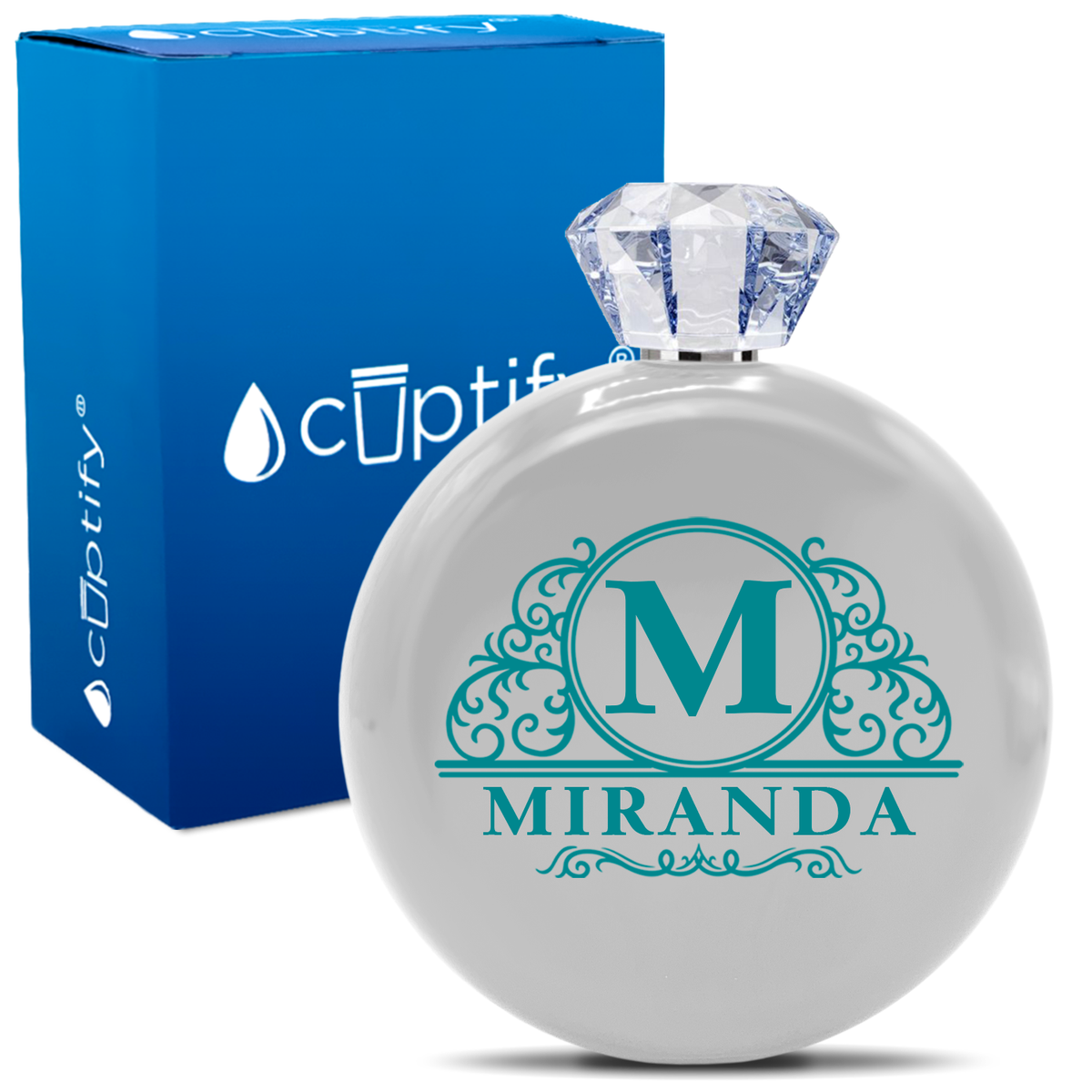 Personalized Elaborate Circle 5oz Jewel Flask