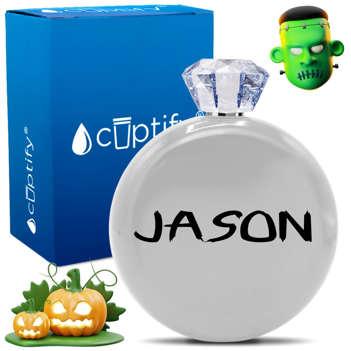 Personalized Scary Halloween Font 5oz Jewel Flask