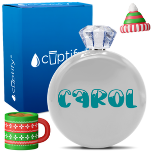 Personalized Frosty Christmas Font 5oz Jewel Flask