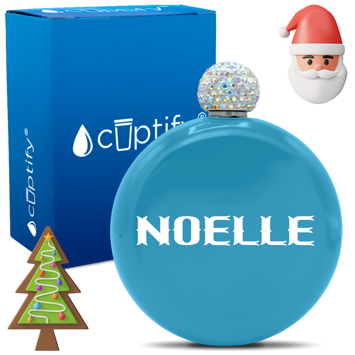 Personalized Claus Christmas Font 5oz Rhinestone Flask