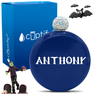 Personalized Creepy Halloween Font 5oz Rhinestone Flask