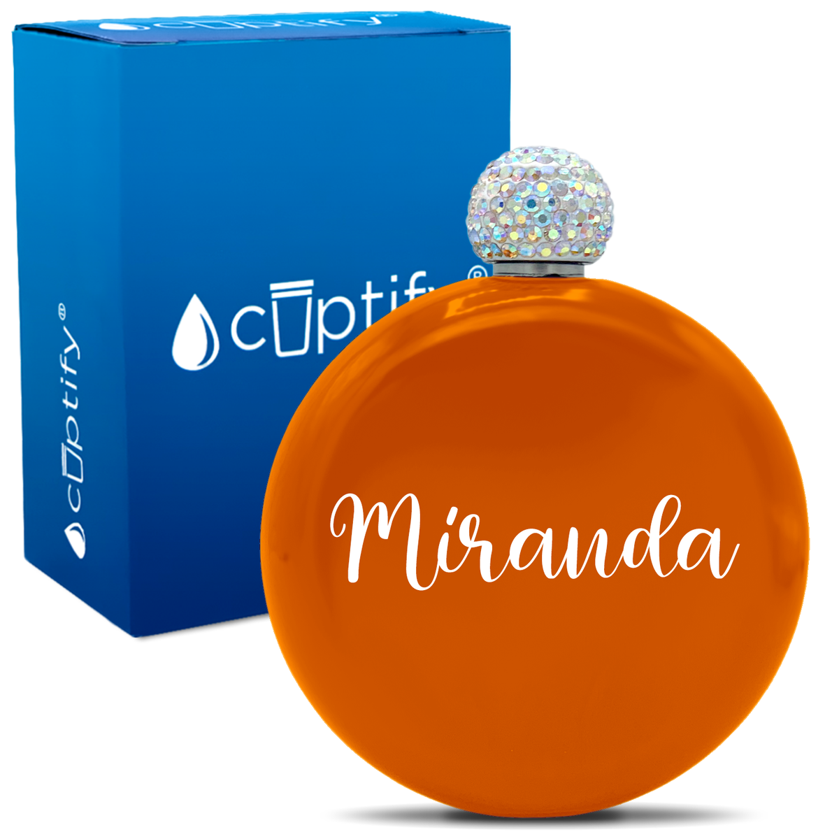Personalized Miranda Style 5oz Rhinestone Flask