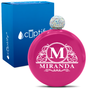 Personalized Elaborate Circle 5oz Rhinestone Flask