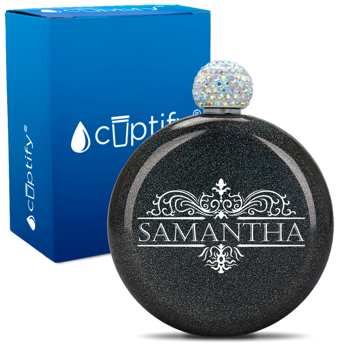 Personalized Vestige Design 5oz Rhinestone Flask