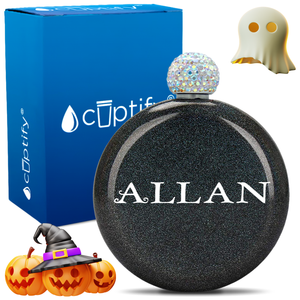 Personalized Eerie Halloween Font 5oz Rhinestone Flask