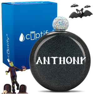 Personalized Creepy Halloween Font 5oz Rhinestone Flask