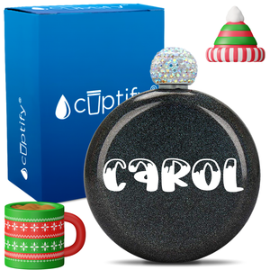 Personalized Frosty Christmas Font 5oz Rhinestone Flask