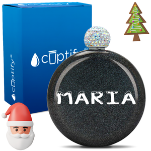 Personalized Snowy Christmas Font 5oz Rhinestone Flask