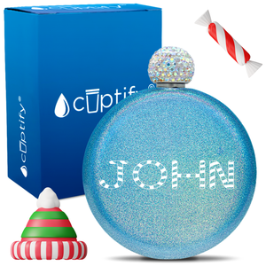 Personalized Candy Canes Christmas Font 5oz Rhinestone Flask