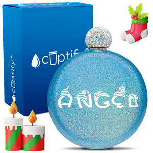 Personalized Elfen Christmas Font 5oz Rhinestone Flask