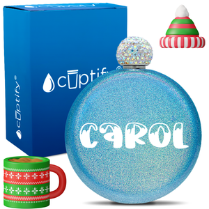 Personalized Frosty Christmas Font 5oz Rhinestone Flask