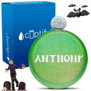 Personalized Creepy Halloween Font 5oz Rhinestone Flask