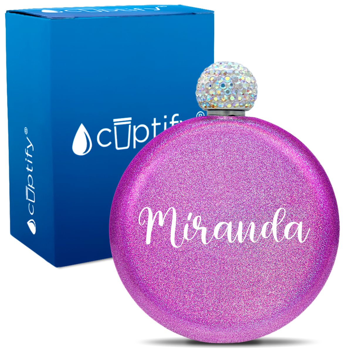 Personalized Miranda Style 5oz Rhinestone Flask