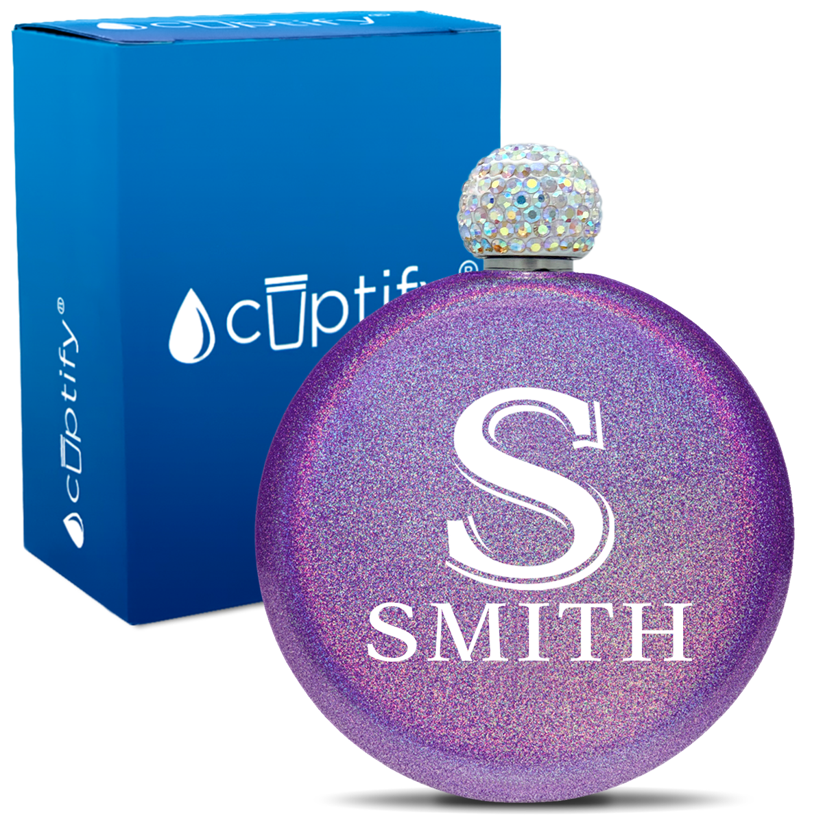 Personalized Monogram Initial and Name 5oz Rhinestone Flask