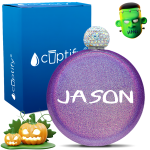 Personalized Scary Halloween Font 5oz Rhinestone Flask