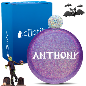 Personalized Creepy Halloween Font 5oz Rhinestone Flask