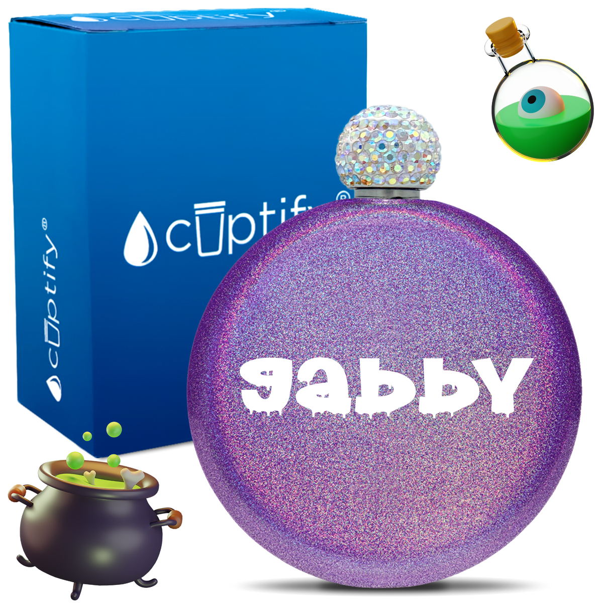 Personalized Haunted Halloween Font 5oz Rhinestone Flask