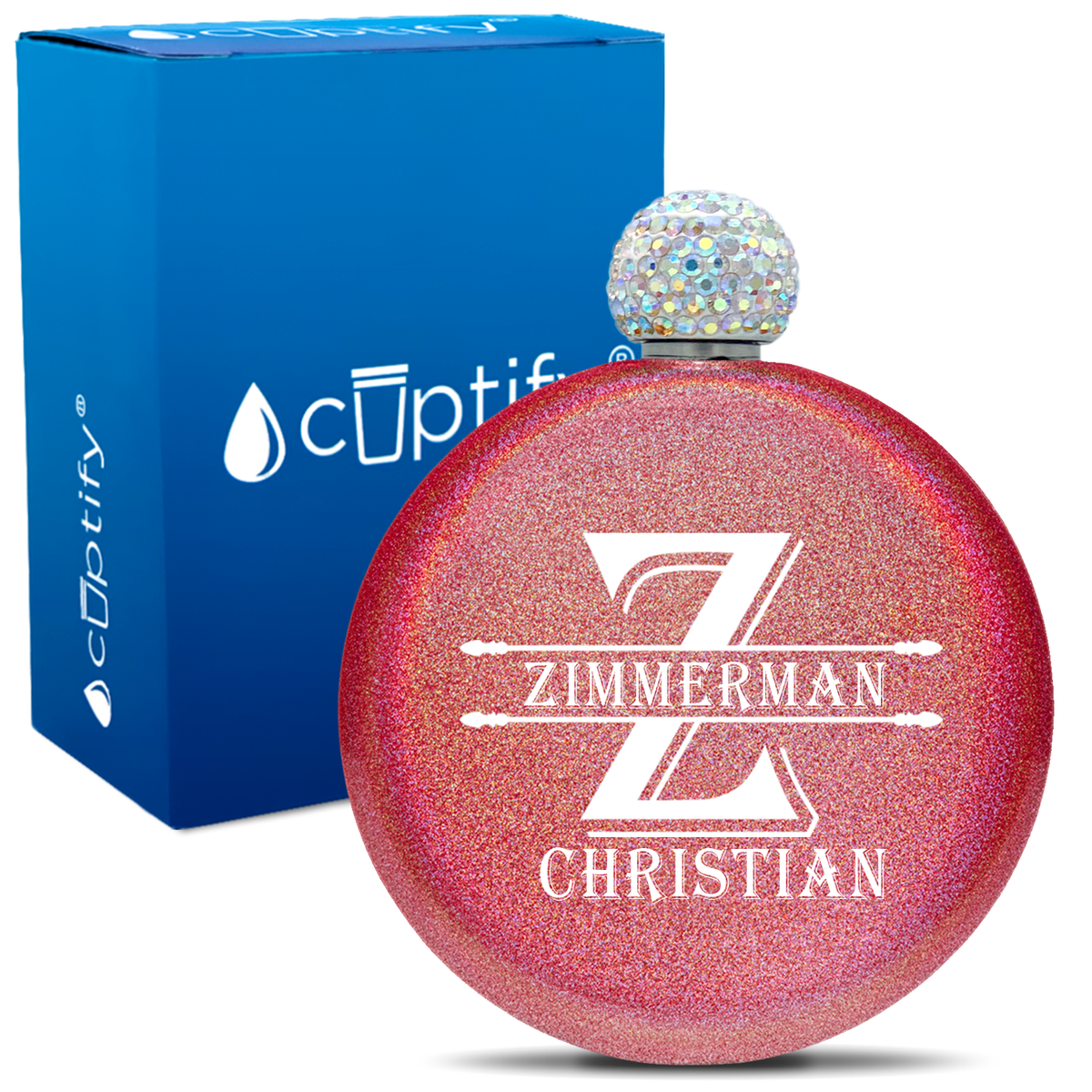 Personalized Initial Block 5oz Rhinestone Flask