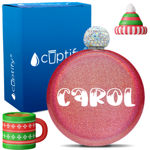 Personalized Frosty Christmas Font 5oz Rhinestone Flask