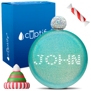 Personalized Candy Canes Christmas Font 5oz Rhinestone Flask