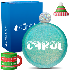 Personalized Frosty Christmas Font 5oz Rhinestone Flask