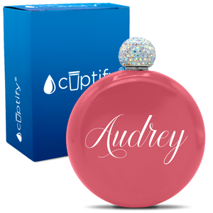 Personalized Audrey Style 5oz Rhinestone Flask