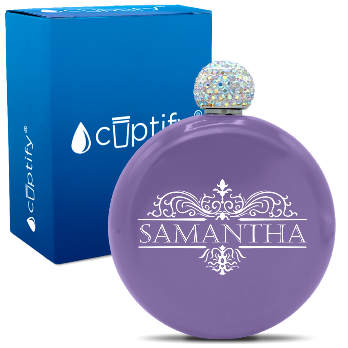 Personalized Vestige Design 5oz Rhinestone Flask