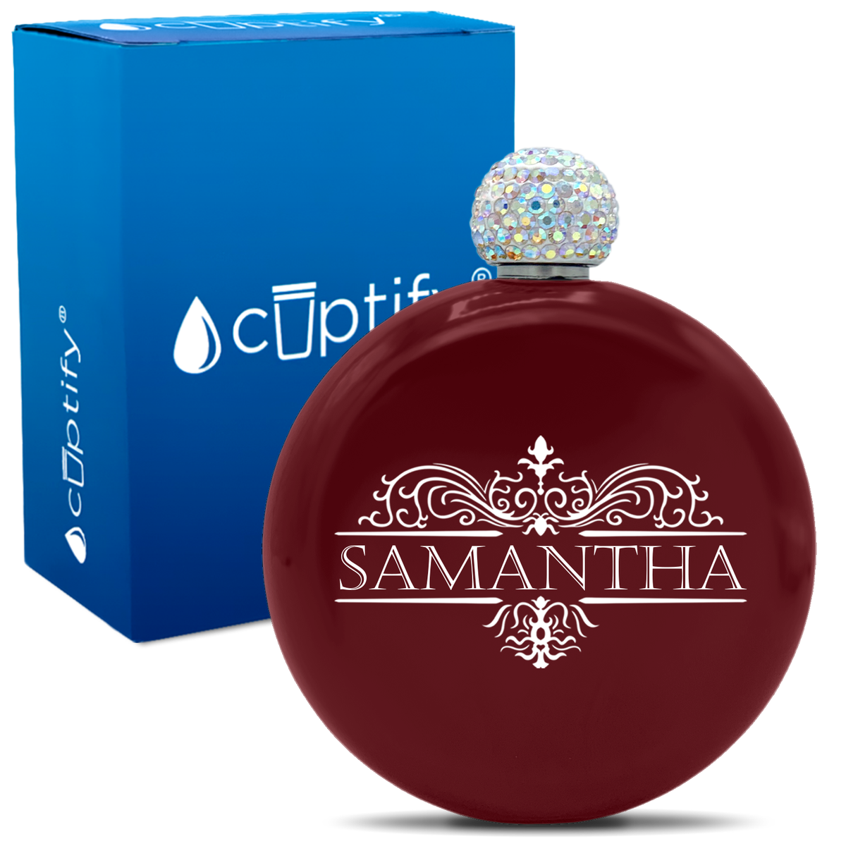 Personalized Vestige Design 5oz Rhinestone Flask