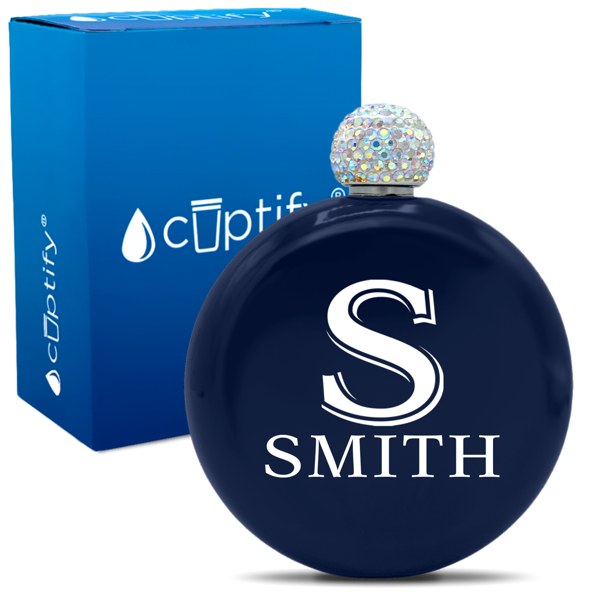 Personalized Monogram Initial and Name 5oz Rhinestone Flask