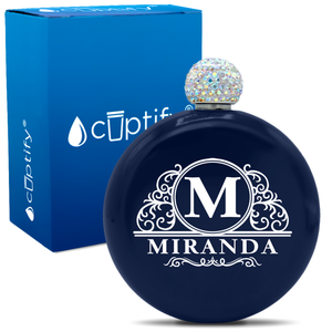 Personalized Elaborate Circle 5oz Rhinestone Flask