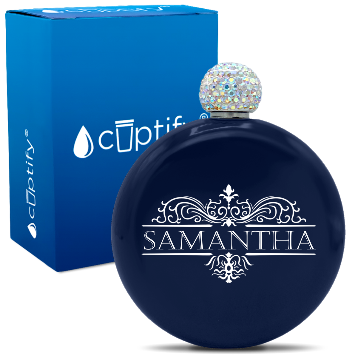 Personalized Vestige Design 5oz Rhinestone Flask