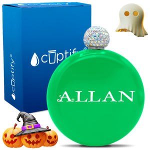 Personalized Eerie Halloween Font 5oz Rhinestone Flask