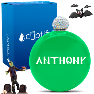 Personalized Creepy Halloween Font 5oz Rhinestone Flask