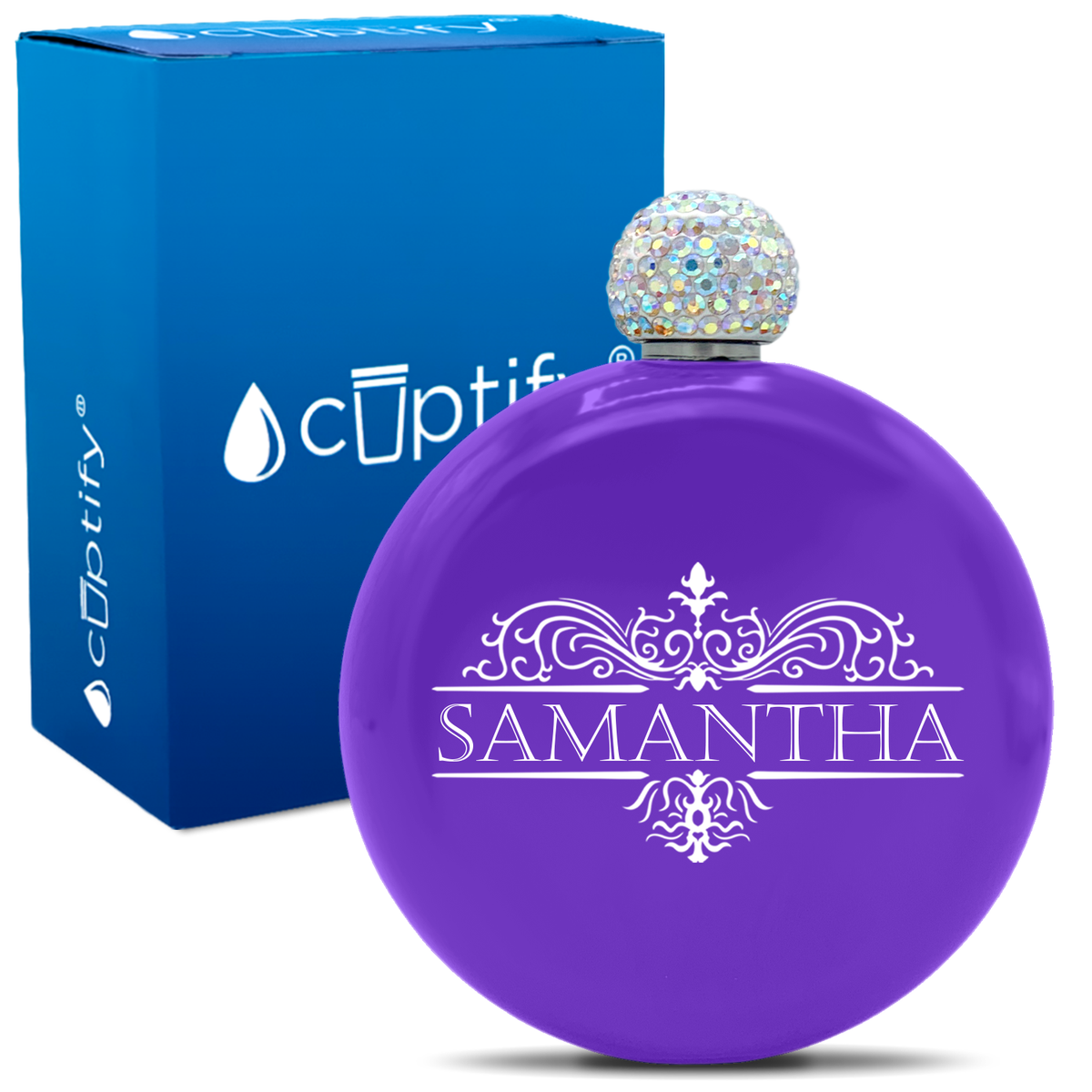 Personalized Vestige Design 5oz Rhinestone Flask